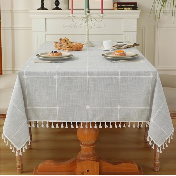 Kitchen | Laolitou Rustic Cotton Linen Table Clothtablecloths For 6 ...